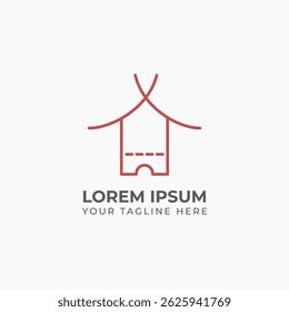 Creative lineart ticket and roof logo, suitable for home or local travel