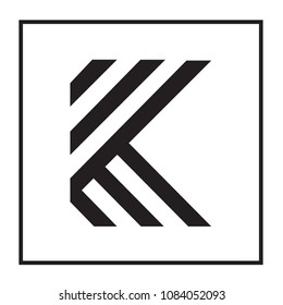 Creative Lines Contrast K Letter Logo Icon Emblem