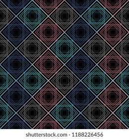 Creative lines geometric abstract pattern. Colorful vector illustration isolated on black background.