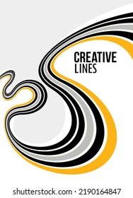 Creative lines vector abstract background, 3D perspective linear graphic design composition, stripes in dimensional rotation poster or banner.