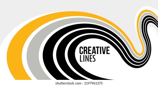 Creative lines vector abstract background, 3D perspective linear graphic design composition, stripes in dimensional rotation poster or banner.