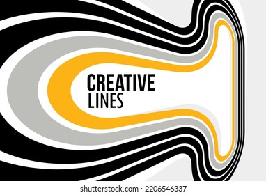 Creative lines vector abstract background, 3D perspective linear graphic design composition, stripes in dimensional rotation poster or banner.
