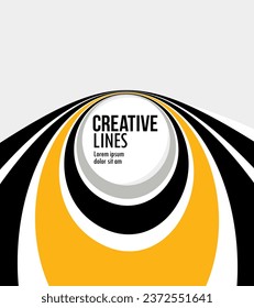 Creative lines vector abstract background, 3D perspective linear graphic design composition, stripes in dimensional rotation poster or banner.