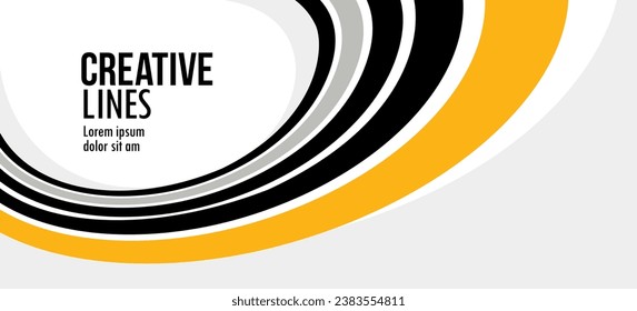 Creative lines vector abstract background, 3D perspective linear graphic design composition, stripes in dimensional rotation poster or banner.