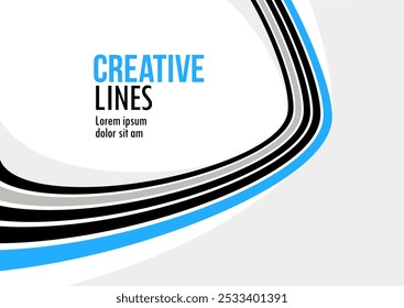 Creative lines vector abstract background, 3D perspective linear graphic design composition, stripes in dimensional rotation poster or banner.