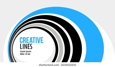 Creative lines vector abstract background, 3D perspective linear graphic design composition, stripes in dimensional rotation poster or banner.