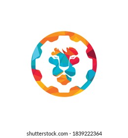 Diseño creativo del logo vectorial de los aparejos de león. Concepto de logotipo de tecnología de leones.