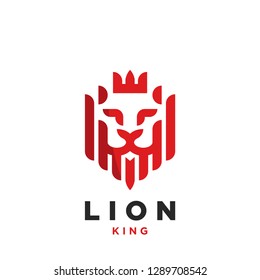 Creative Lion head with crown. Symbol. Vector illustration