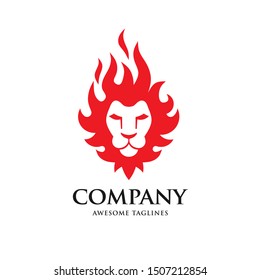 creative Lion head fire logo vector illustration