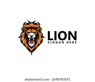 Diseño creativo del logotipo de la mascota de la cabeza de león rugiente