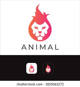 Creative Lion Head Symbol Design illustration with gradient color