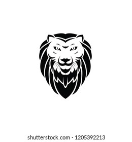Creative lion illustration black white shape wildlife vector art