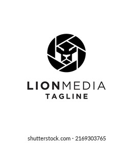 creative lion and lens logo, icon and vector