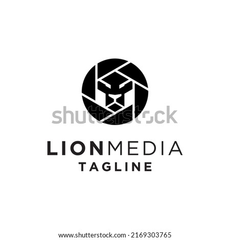 creative lion and lens logo, icon and vector