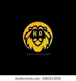 logo creativo del león, logo de la cabeza del león. logo de la carta del león, logo de león dorado con un color gradable. 