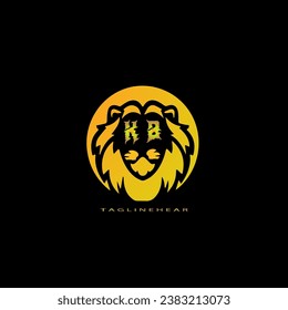 logo creativo del león, logo de la cabeza del león. logo de la carta del león, logo de león dorado con un color gradable. 