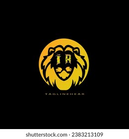 logo creativo del león, logo de la cabeza del león. logo de la carta del león, logo de león dorado con un color gradable. 