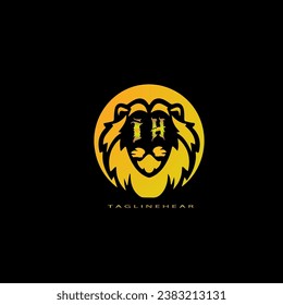 logo creativo del león, logo de la cabeza del león. logo de la carta del león, logo de león dorado con un color gradable. 