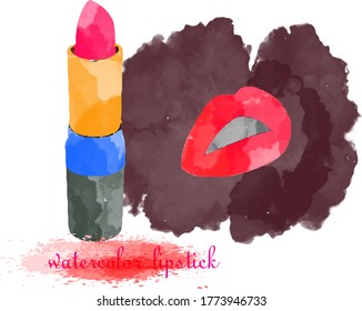 creative lipstick watercolor logo concept.