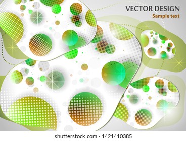 Creative liquid colorful form, consisting of circles and highlights. Fashionable composition of the current design. Abstract design template. Vector illustration