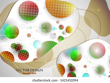 Creative liquid colorful form, consisting of circles and highlights. Fashionable composition of the current design. Abstract design template. Vector illustration