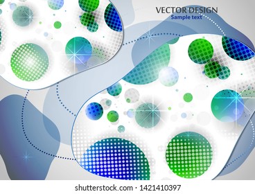 Creative liquid colorful form, consisting of circles and highlights. Fashionable composition of the current design. Abstract design template. Vector illustration