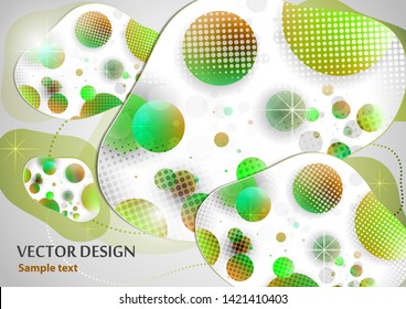 Creative liquid colorful form, consisting of circles and highlights. Fashionable composition of the current design. Abstract design template. Vector illustration