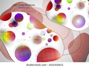 Creative liquid colorful form, consisting of circles and highlights. Fashionable composition of the current design. Abstract design template. Vector illustration