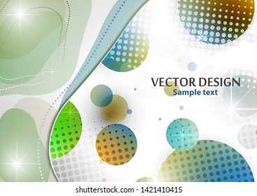 Creative liquid colorful form, consisting of circles and highlights. Fashionable composition of the current design. Abstract design template. Vector illustration