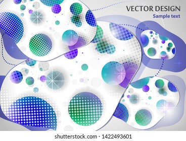 Creative liquid colorful form, consisting of circles and highlights. Fashionable composition of the current design. Abstract design template. Vector illustration
