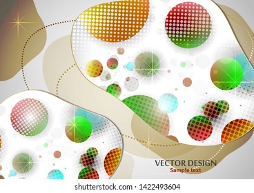 Creative liquid colorful form, consisting of circles and highlights. Fashionable composition of the current design. Abstract design template. Vector illustration
