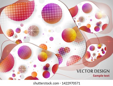 Creative liquid colorful form, consisting of circles and highlights. Fashionable composition of the current design. Abstract design template. Vector illustration