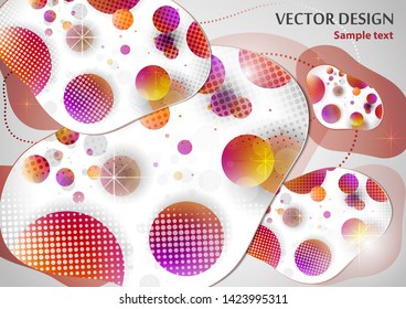 Creative liquid colorful form, consisting of circles and highlights. Fashionable composition of the current design. Abstract design template. Vector illustration