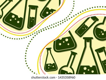 Creative liquid colorful form, consisting of icons of chemical flasks. Fashionable composition of modern design. Vector illustration