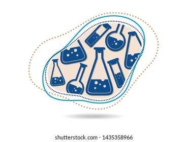 Creative liquid colorful form, consisting of icons of chemical flasks. Fashionable composition of modern design. Vector illustration