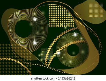 Creative liquid colorful form consisting of circles, lines, points. Fashionable composition of modern design. Abstract template design. Vector illustration