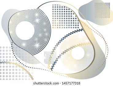 Creative liquid colorful form consisting of circles, lines, points. Fashionable composition of modern design. Abstract template design. Vector illustration