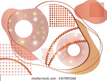 Creative liquid colorful form consisting of circles, lines, points. Fashionable composition of modern design. Abstract template design. Vector illustration