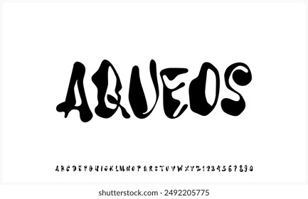 Letra líquida creativa en mayúscula y número. Letras de Diseños de Moda Mínima. Tipografía concepto de burbuja de Fuentes modernas. Ilustración vectorial