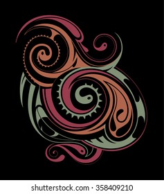 Creative liquid shape tattoo on black backdrop