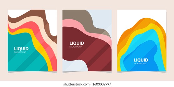 Creative Liquid style poster set. Ideal for party, banner, cover, print, promotion, greeting, ad, web, page, header, landing, social media. -Vector