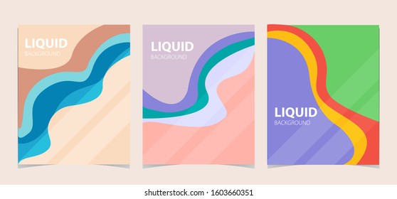 Creative Liquid style poster set. Ideal for party, banner, cover, print, promotion, greeting, ad, web, page, header, landing, social media. -Vector