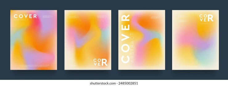 Conjunto de diseño líquido creativo del verano con Colores naranja, rosa, amarillo, violeta, azul. Patrones de gradiente Abstractas para publicidad, Web, redes sociales, afiches, Anuncios, portadas, App móviles. 