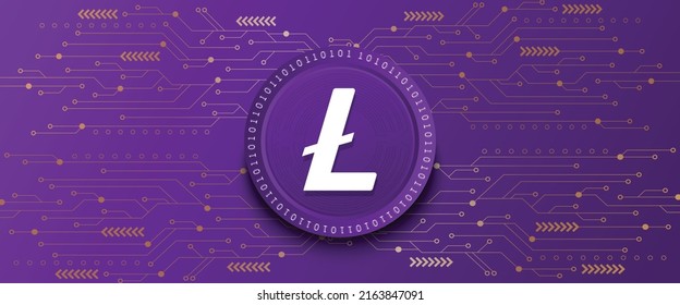 Creative Litecoin LTC block chain technology based cryptocurrency coin banner and background vector illustration
