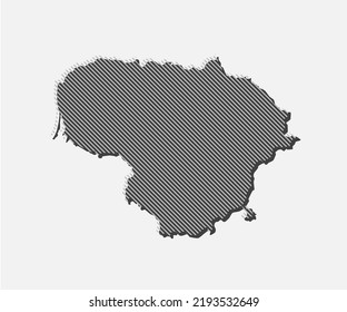 Plantilla de mapa de Lituania creativa a partir de líneas diagonales grises aisladas en segundo plano. País europeo para patrones, diseños, ilustraciones, trasfondo. Esbozo de concepto geográfico del estado del mapa de vectores Lituania