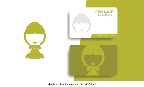 Creative little girl logo design vector. Greening symbol