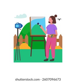 Creative Live Painting Session Flat Vector Illustration