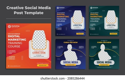 Creative live streaming Digital Marketing workshop social media promotion template Premium