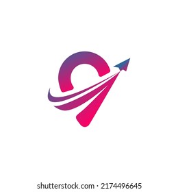 creative location icon with a plane passing by