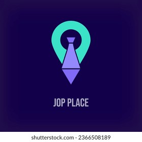 Creative location sign and tie logo. Unique color transitions. Unique workplace logo template. vector